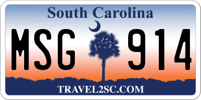 SC license plate MSG914