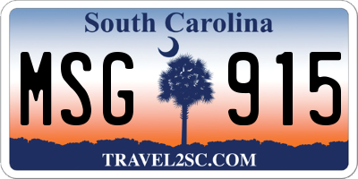 SC license plate MSG915
