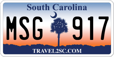 SC license plate MSG917