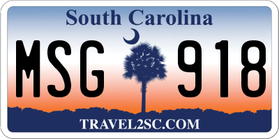 SC license plate MSG918