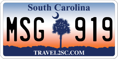 SC license plate MSG919