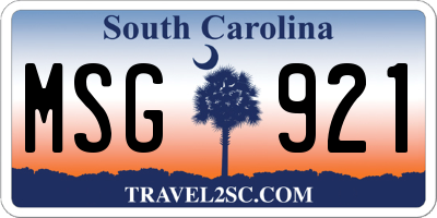 SC license plate MSG921