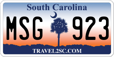 SC license plate MSG923