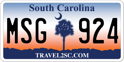 SC license plate MSG924