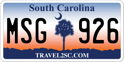 SC license plate MSG926