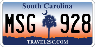 SC license plate MSG928