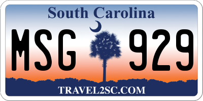 SC license plate MSG929