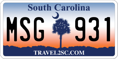 SC license plate MSG931