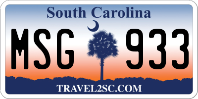 SC license plate MSG933