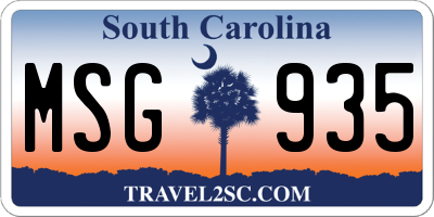 SC license plate MSG935