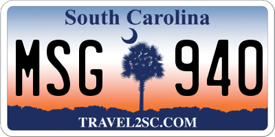 SC license plate MSG940