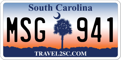 SC license plate MSG941