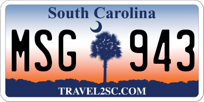 SC license plate MSG943