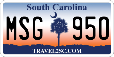 SC license plate MSG950