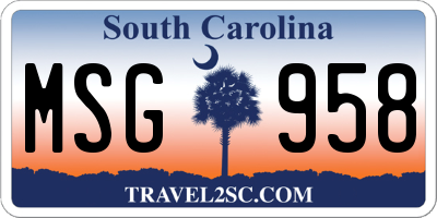 SC license plate MSG958