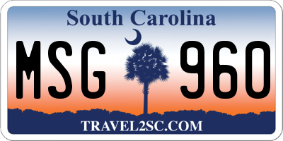 SC license plate MSG960