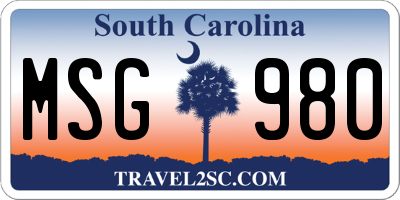 SC license plate MSG980
