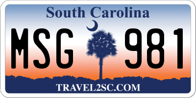 SC license plate MSG981