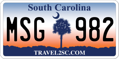 SC license plate MSG982