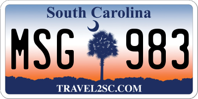 SC license plate MSG983