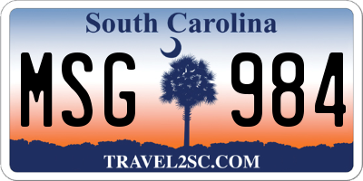 SC license plate MSG984