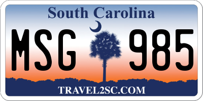 SC license plate MSG985