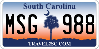 SC license plate MSG988