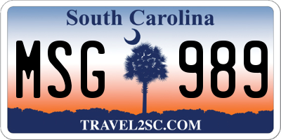 SC license plate MSG989