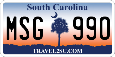 SC license plate MSG990