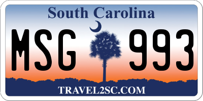 SC license plate MSG993