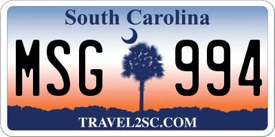 SC license plate MSG994