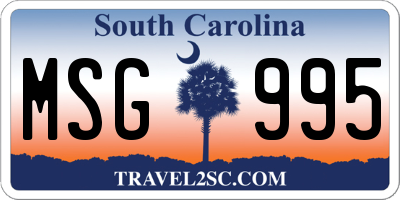 SC license plate MSG995