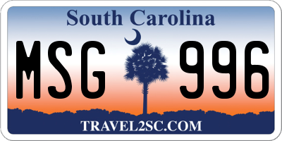SC license plate MSG996