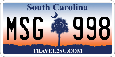 SC license plate MSG998