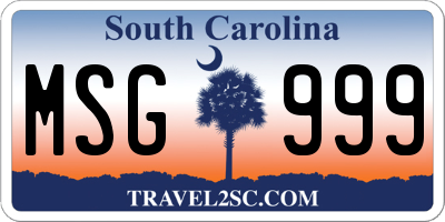 SC license plate MSG999