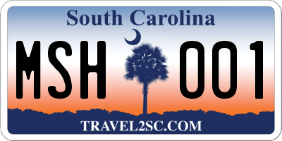 SC license plate MSH001