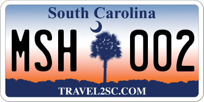SC license plate MSH002