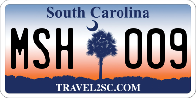 SC license plate MSH009