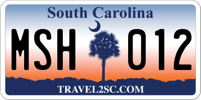 SC license plate MSH012