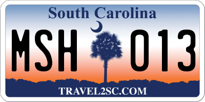 SC license plate MSH013