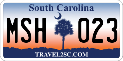 SC license plate MSH023