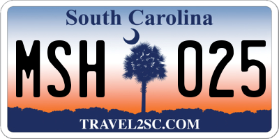SC license plate MSH025