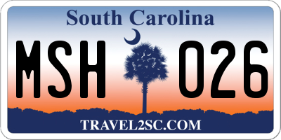 SC license plate MSH026