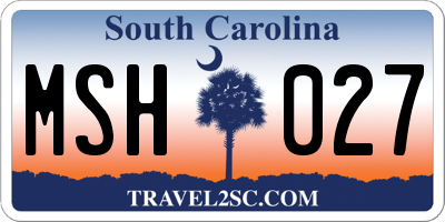 SC license plate MSH027