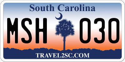 SC license plate MSH030