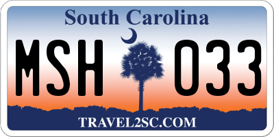 SC license plate MSH033