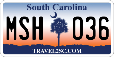 SC license plate MSH036