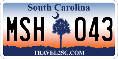 SC license plate MSH043