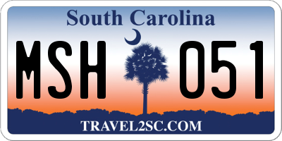 SC license plate MSH051