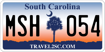 SC license plate MSH054